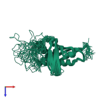 PDB entry 2i9y coloured by chain, ensemble of 20 models, top view.