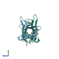 PDB entry 2i9z coloured by chain, side view.
