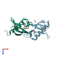 PDB entry 2i9z coloured by chain, top view.