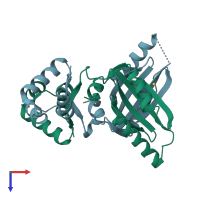 PDB entry 2ia0 coloured by chain, top view.