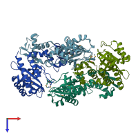 PDB entry 2ia2 coloured by chain, top view.