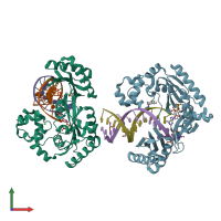 PDB entry 2ia6 coloured by chain, front view.