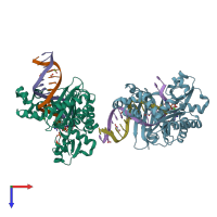 PDB 2ia6 coloured by chain and viewed from the top.