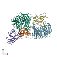 PDB entry 2iaa coloured by chain, front view.