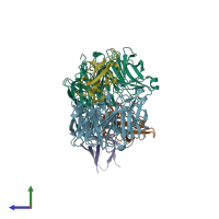 PDB entry 2iaa coloured by chain, side view.