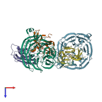 PDB entry 2iaa coloured by chain, top view.