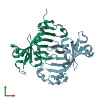 PDB entry 2iab coloured by chain, front view.