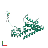 PDB entry 2iai coloured by chain, front view.