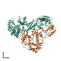 PDB entry 2iaj coloured by chain, front view.