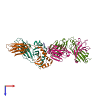 PDB entry 2iam coloured by chain, top view.