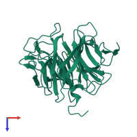 PDB entry 2iao coloured by chain, top view.