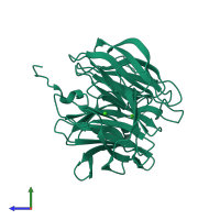 PDB entry 2iaq coloured by chain, side view.