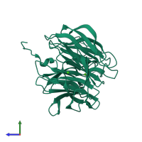 PDB entry 2ias coloured by chain, side view.