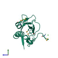 PDB entry 2iay coloured by chain, side view.