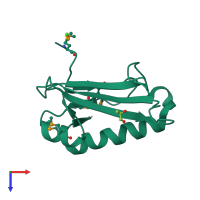 PDB entry 2iay coloured by chain, top view.