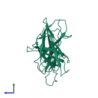 PDB entry 2ibb coloured by chain, side view.