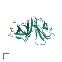 PDB entry 2ibb coloured by chain, top view.