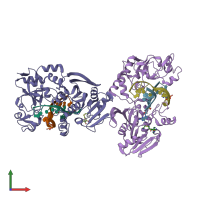 PDB entry 2ibs coloured by chain, front view.