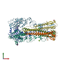 PDB entry 2ibx coloured by chain, front view.