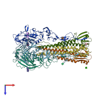 PDB entry 2ibx coloured by chain, top view.