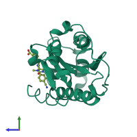 PDB entry 2ica coloured by chain, side view.