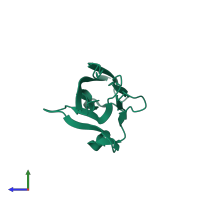 PDB entry 2icc coloured by chain, side view.