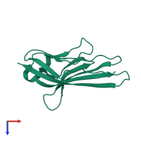 PDB entry 2icc coloured by chain, top view.