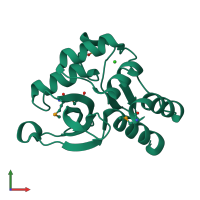 PDB entry 2icg coloured by chain, front view.