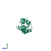 PDB entry 2icp coloured by chain, side view.