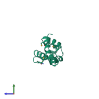 PDB entry 2ict coloured by chain, side view.