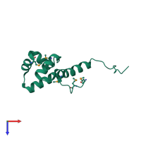 PDB entry 2ict coloured by chain, top view.