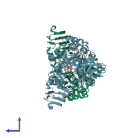 PDB entry 2icx coloured by chain, side view.