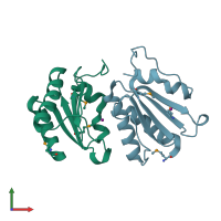 PDB entry 2id1 coloured by chain, front view.