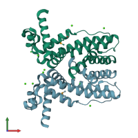 PDB entry 2id3 coloured by chain, front view.