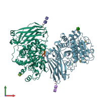 PDB entry 2id4 coloured by chain, front view.