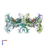 PDB entry 2id5 coloured by chain, top view.