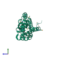 PDB entry 2id6 coloured by chain, side view.