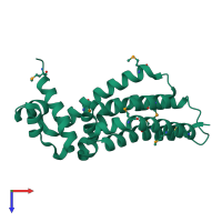 PDB entry 2id6 coloured by chain, top view.