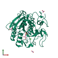 PDB entry 2id8 coloured by chain, front view.