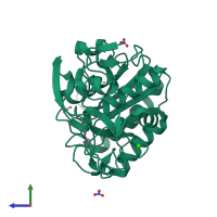 PDB entry 2id8 coloured by chain, side view.