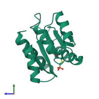 PDB entry 2id9 coloured by chain, side view.