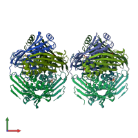 PDB entry 2ide coloured by chain, front view.