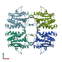 PDB entry 2idj coloured by chain, front view.