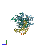 PDB entry 2ido coloured by chain, side view.