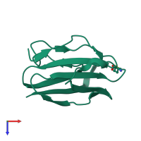PDB entry 2idu coloured by chain, top view.