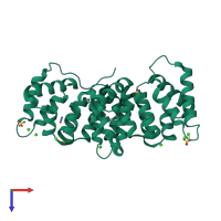 PDB entry 2ie7 coloured by chain, top view.