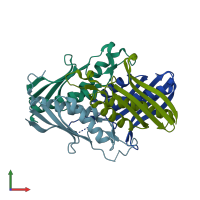 PDB entry 2iec coloured by chain, front view.