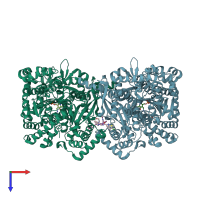 PDB entry 2iei coloured by chain, top view.