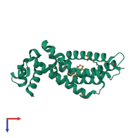 PDB entry 2iek coloured by chain, top view.
