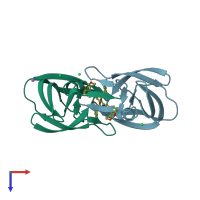 PDB entry 2ieo coloured by chain, top view.